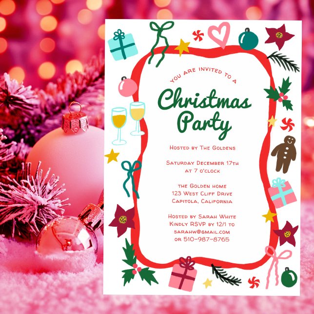 Quirky Whimsical Christmas CUSTOM Holiday Party Invitation (Quirky Whimsical Christmas CUSTOM Holiday Party Invitation
)