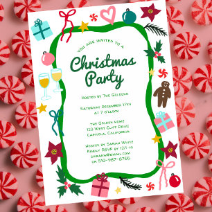 Quirky Whimsical Christmas CUSTOM Holiday Party Invitation