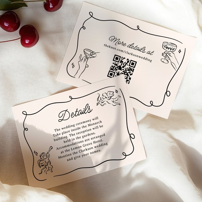 Quirky & Whimsical Cupid Cherubs Wedding Details Enclosure Card (Creator Uploaded)