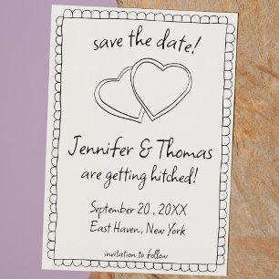 Quirky Whimsical Hand Drawn Doodle Save the Date Invitation