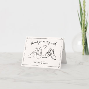 Quirky Whimsical Hand Drawn Doodle Shoes Wedding Thank You Card