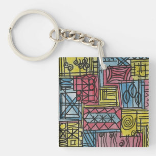 Quirky-Whimsical Hand Painted Abstract Art Keychain