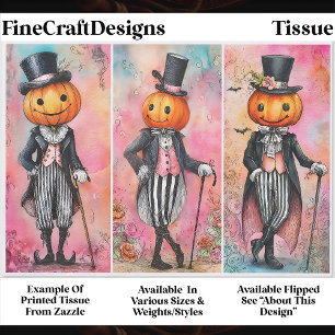 Quirky Whimsical Pumpkin Men, Pink EG3R Decoupage Tissue Paper