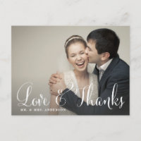 Quirky Whimsical Script Wedding Thank You Postcard