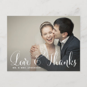 Quirky Whimsical Script Wedding Thank You Postcard