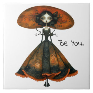 Quirky Whimsical Woman - Be You. Tile