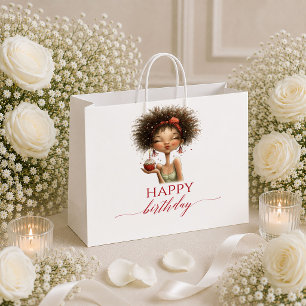 Quirky Whimsical Woman Burgundy Script gift bag