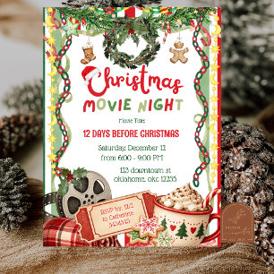 Quirky Whimsy Christmas Movie Night Invitation