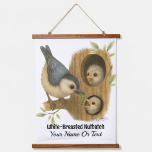 Quirky White-Breasted Nuthatch Hanging Tapestry