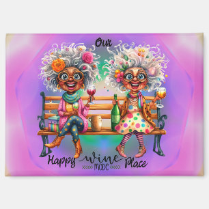 Quirky Wine Ladies Happy Place Magnet