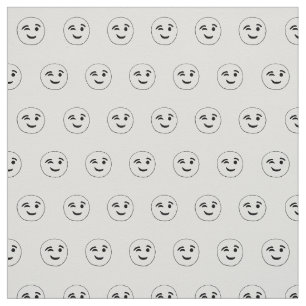 Quirky winking emoticon sketchy drawing fabric