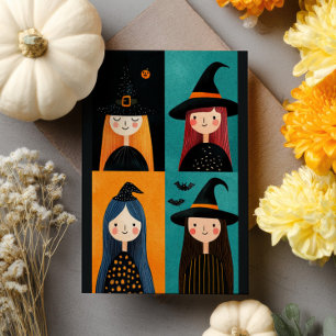 Quirky Witch Illustrations Spooky Cute Halloween Postcard