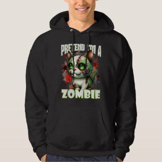 Quirky Zombie Cat Design for Halloween Fun Hoodie