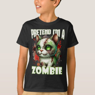 Quirky Zombie Cat Design for Halloween Fun T-Shirt