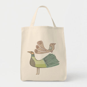 quirkybirds grocery tote bag