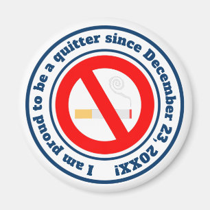 quit classic round sticker button magnet