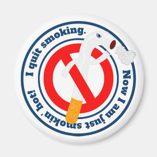 quit classic round sticker button magnet