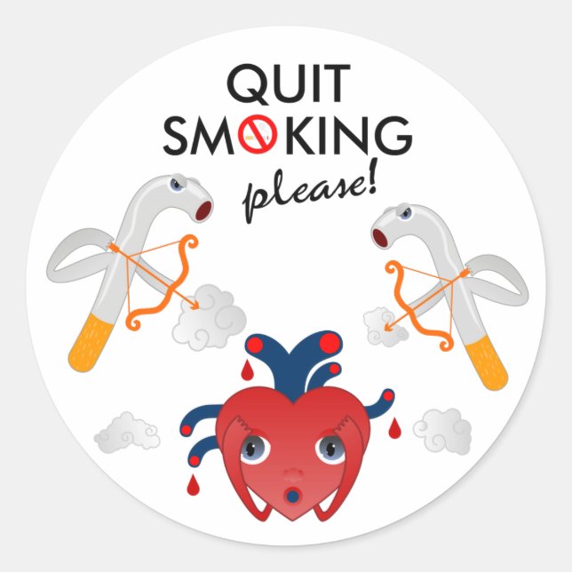 Quit smoking please campaign classic round sticker (Front)