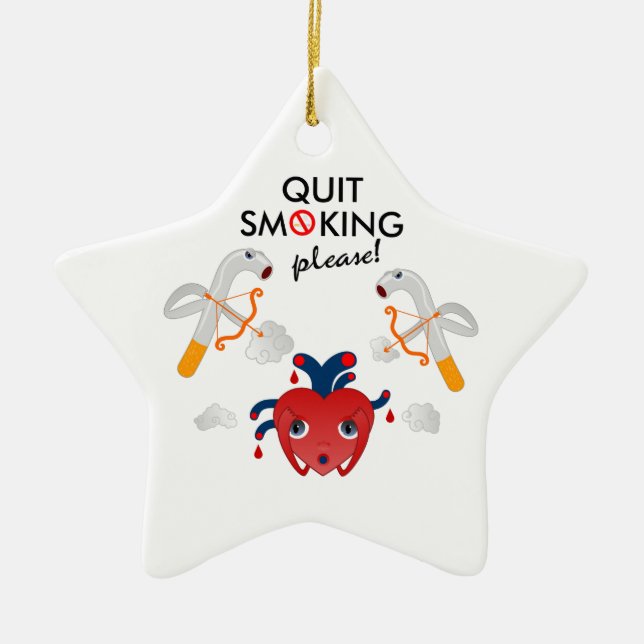 Quit smoking please ceramic ornament (Front)