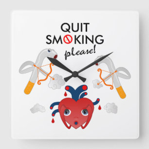 Quit smoking please square wall clock
