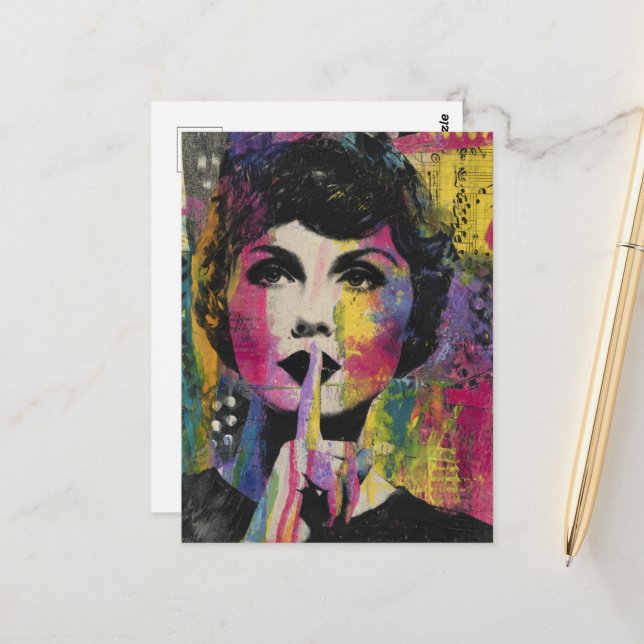 Quite Mixed Media Collage Postcard (Front/Back In Situ)