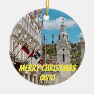 Quito Ecuador Panoramic Christmas Ornamament Ceramic Ornament
