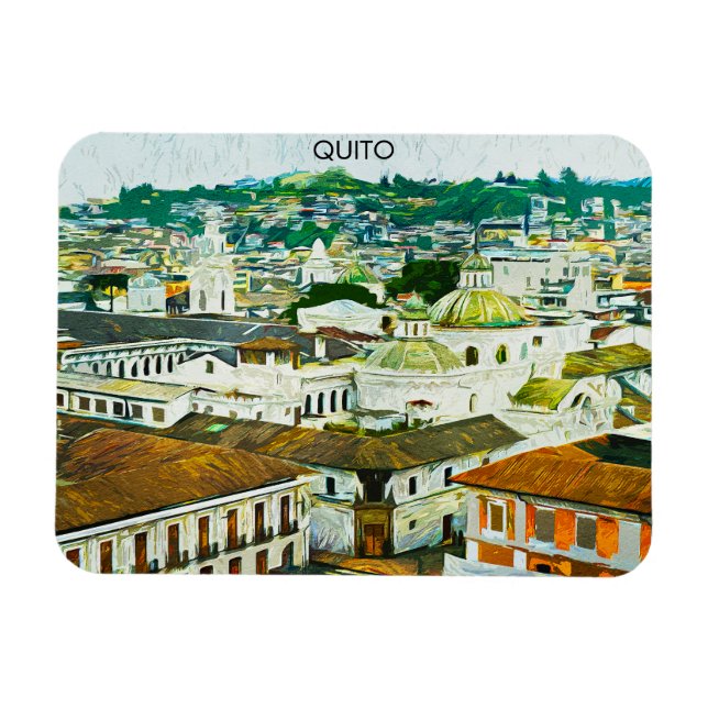 Quito Ecuador Watercolor Illustration  Magnet (Horizontal)