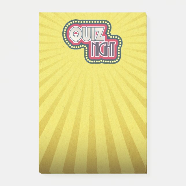 Quiz Night Trivia Party Post-it Notes (Front)