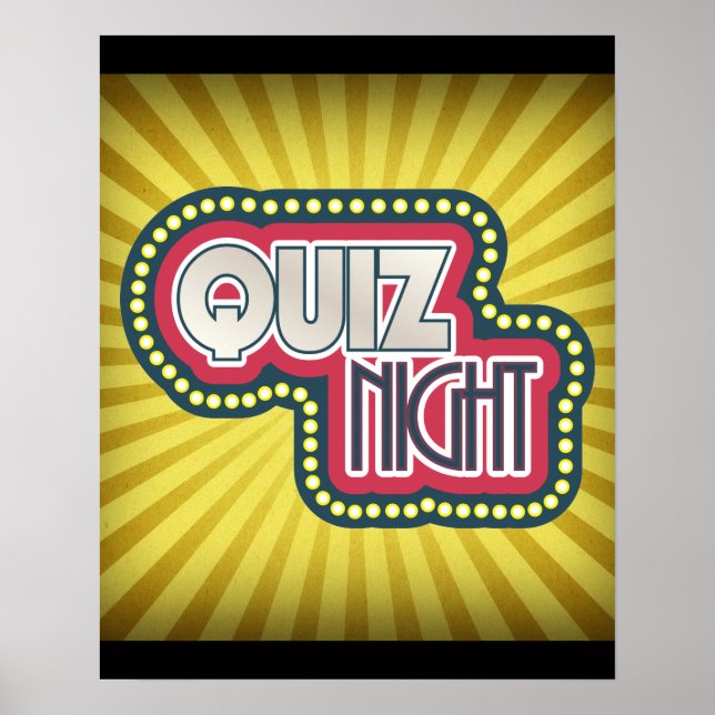 Quiz Night Trivia Party Poster (Front)