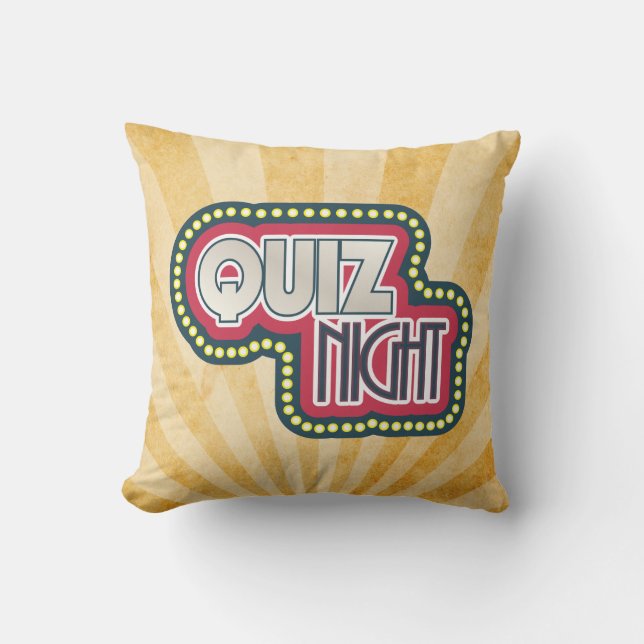 Quiz Night Trivia Party Sunburst Throw Pillow (Front)