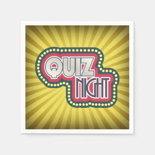 Quiz Night Trivia Party Yellow Sunburst Napkin
