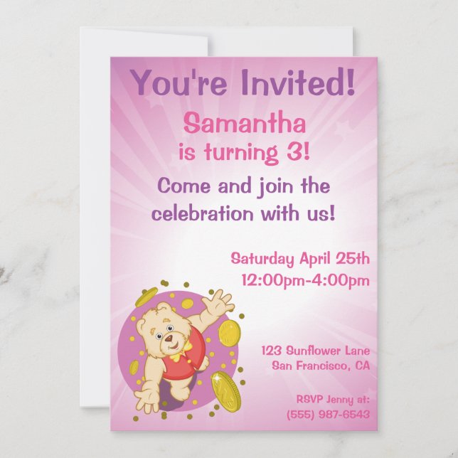 Quizzy Bear Invitation (Front)