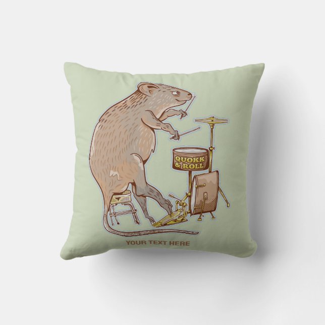 Quokka Australian Animal Drummer Throw Pillow (Back)