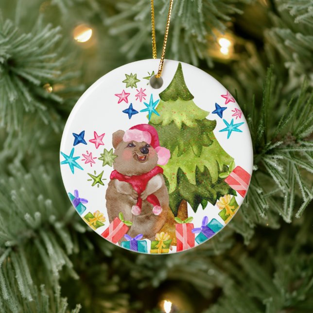 Quokka Christmas Ceramic Ornament (Tree)