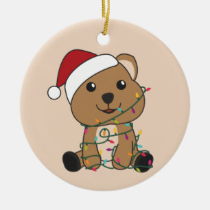 Quokka Christmas Snow Winter Animals Quokkas Adult Ceramic Ornament