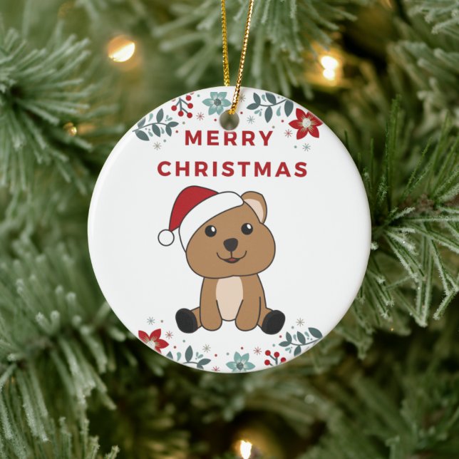 Quokka Christmas Snow Winter Animals Quokkas Ceram Ceramic Ornament (Tree)