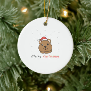 Quokka Christmas Snow Winter Animals Quokkas Ceramic Ornament