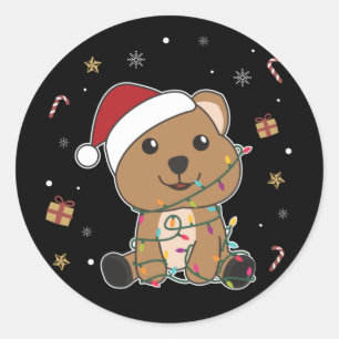Quokka Christmas Snow Winter Animals Quokkas Class Classic Round Sticker