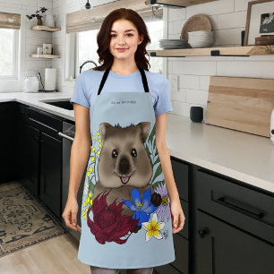 Quokka Happy Australia Floral Blue Apron