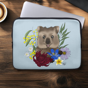 Quokka Happy Australia Floral Blue Laptop Sleeve