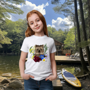 Quokka Happy Australia Floral Blue T-Shirt