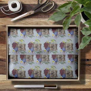 Quokka Happy Australia Floral Blue Tissue Paper