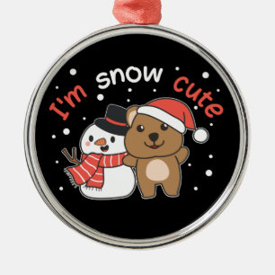 Quokka I'm Snow Cute Snowman Snow Pun Ceramic Orna Metal Ornament