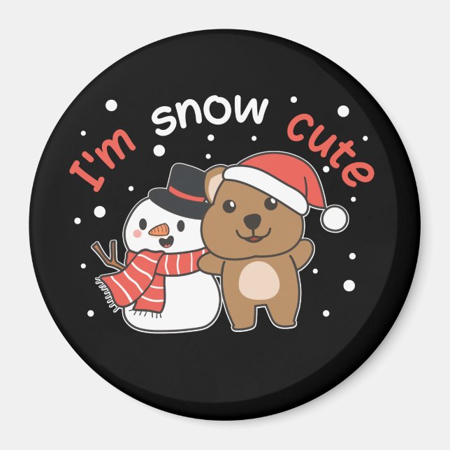Quokka I'm Snow Cute Snowman Snow Pun Magnet (Front)