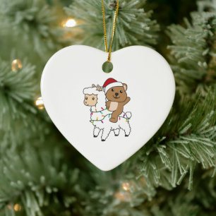 Quokka Llama Christmas Snow Winter Animals Ceramic Ornament