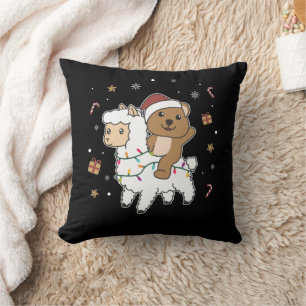 Quokka Llama Christmas Snow Winter Animals Throw Pillow