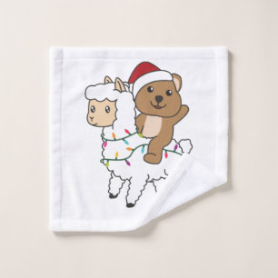 Quokka Llama Christmas Snow Winter Animals Wash Cloth