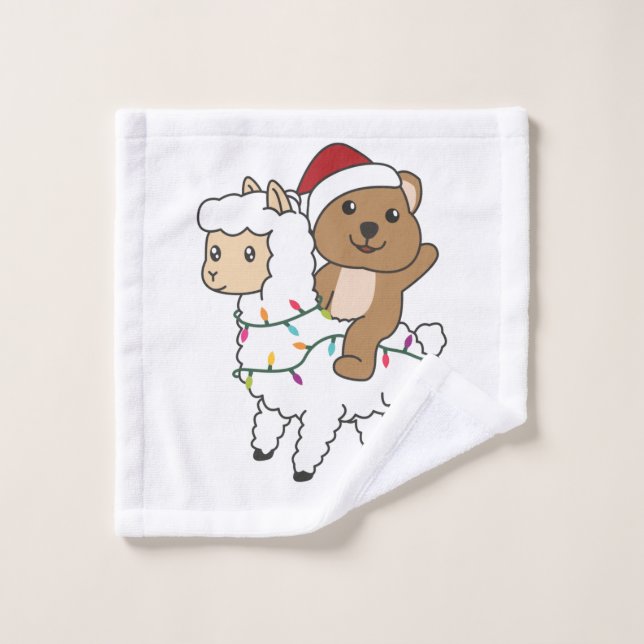 Quokka Llama Noël Neige Animaux d'hiver (Gant de toilette)