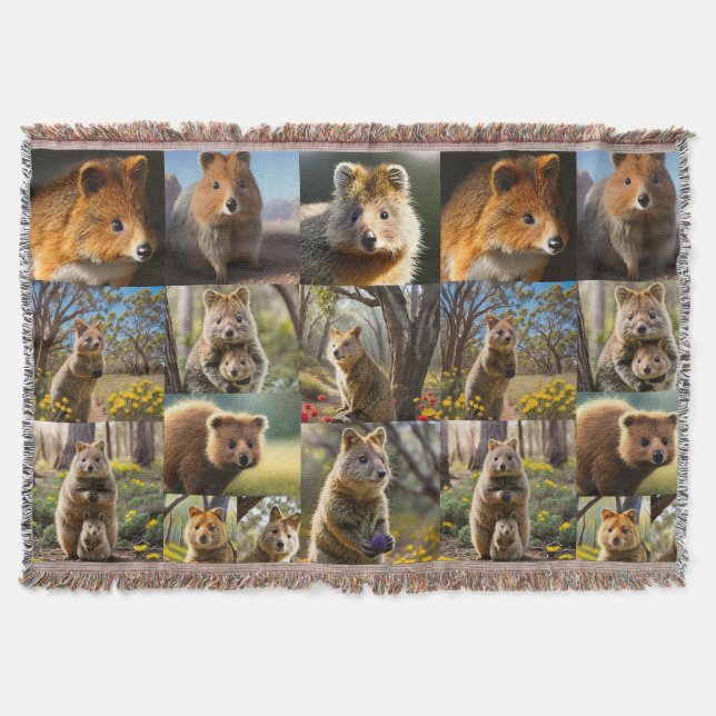 Quokka Photo Collage,  Throw Blanket (Front)