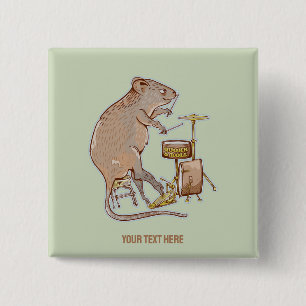 Quokka Playing Drums 2 Inch Square Button